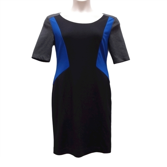 Dana Buchman Women's Blue & Black Color Block Sheath Dress - Picture 1 of 4